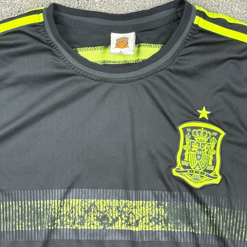Spain Soccer Jersey Mens L Black Neon World Cup Champions Football Futbol Shirt